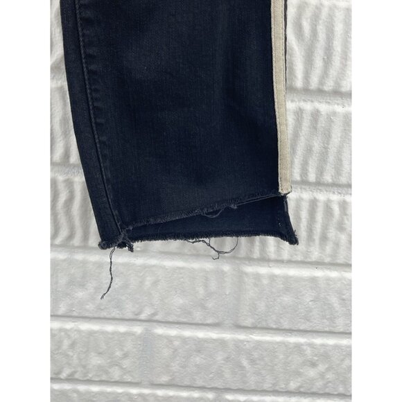 Mother Jeans Size 24 Insider Crop Step Fray Guilty Racer Black Stripe Revolve - Picture 5 of 11
